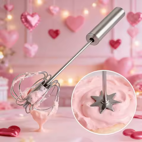 One Press Hand Whisk, Mini Automatic Mixer for Whipping Eggs & Cream, Fast 1-Second Operation, Great