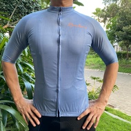 Atasan Jersey Sepeda Roubaix Import / Kaos Jersey Sepeda Gowes Lengan Pendek Warna Krem Hijau Biru I