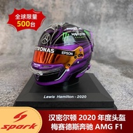 Ready Stock 1: 5 Spark Hamilton 2020 Helmet Model Meben AMG F1 Car Model Merchandise Collection