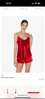 La Perla silk pyjamas set tank top with shorts red紅色真絲吊帶短褲睡衣 結婚 婚宴 裙褂