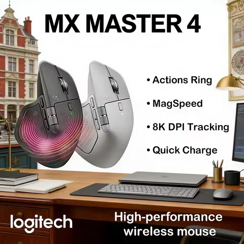 Logitech MX Master 4 Ergonomic Wireless Mouse Darkfield Glass Surface Tracking 70-Day Battery Life+G