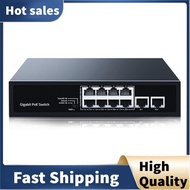 8 Port Gigabit POE Switch 2 Port 1000M Uplink Networking Switcher Hub Internet Splitter Plug & Play 