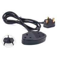 South Africa Male Plug 15A 250V  to UK Double Female Socket Power Extension Cable 3G1.5mm Square Sin