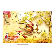 3D Cross Embroidery Painting of Bach Su Dai Cat 3D Clock DV6245 (CUSTOMER'S DIY) Size: 63X47CM