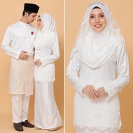 BAJU KURUNG NIKAH PUTIH OFF WHITE QAMARIA | SET BAJU NIKAH KAHWIN BERTUNANG | SET COUPLE BAJU KURUNG