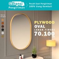 Oval Mirror 70x100 cm | Frame PLYWOOD Wood Motif