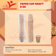 [Contents 50 PCS] 8 Oz Coffee Motif Paper Cup 8 Oz Kraft Paper Cup Heat Resistant Coffee Coffee Cup