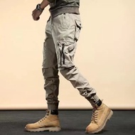 American Style Retro Heavy Khaki Cargo Pants Men's Trendy Slim-Fit Ankle-Tied Jogger Pants Tactical Pants Ankle Length Casual Pants