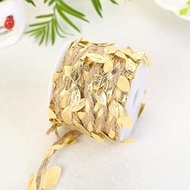 Namzi Burlap Leaf Ribbon, 66 feet in Total, 5mm Natural Jute Thread Ribbon with Artificial Leaves, U