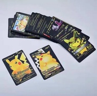 55ชิ้นการ์ดโปเกมอนโลหะสีดำ Vmax GX การ์ดพลังงาน Charizard Pikachu คอลเลกชันที่หายากของขวัญที่เป็นของเล่นเด็กบัตรผู้ฝึกอบรมการต่อสู้