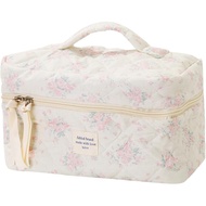 Floral Makeup Bag Cute Rose Makeup Bag 10x6x6 Inch Large Capacity Cosmetic with Handle Zipper Closur