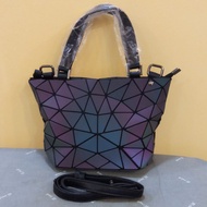 Small Black Luminous Mixed Triangles Issey Miyake BAOBAO 2-way Sling / Tote Bag