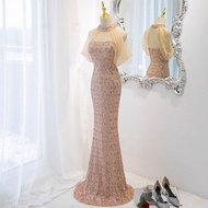 Golden Glamorous Evening Mermaid Dress