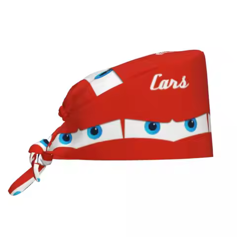 Custom Adjustable Lightning McQueen Working Hat Women Men Cars Anime Scrub Caps Scrub Nursing Doctor