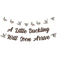 Sursurprise Mallard Duck Baby Shower Decorations, A Little Duckling Will Soon Arrive Banner, Mallard