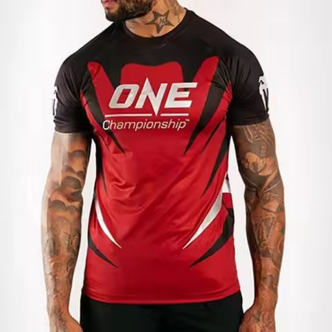 Summer Men's 3D Print Fightwear ONE Championship Fight Team Uniform Fans Breathable O Neck Short Sle