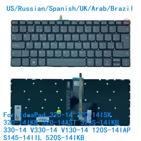 US RU SP UK AR BR Backlit Keyboard For Lenovo IdeaPad 320-14 320-14ISK 320-14IKB 320-14AST 320S-14IK