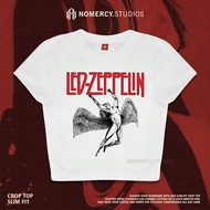 KATUN NORACY.STUDIOS - CROP TOP LED ZEPPELIN ANGEL WHITE | ROCK MUSIC METAL BAND | GRUNGE CROPTOP WH