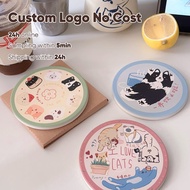 COD 1Pcs free logo white embryo ceramic coaster absorbent non-slip cork base plain embryo round 10.3