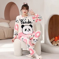 Fluffy Coral Fleece Pajamas for Women Winter Thickened SleepWear Preloved Pajama Coordinates