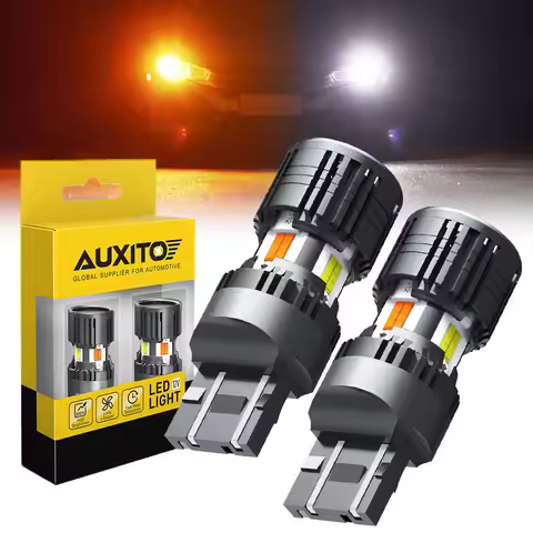 AUXITO 2Pcs 7443 W21/5W T20 LED DRL Indicator Bulbs CANBUS Dual Color Switchback Amber White Car Tur