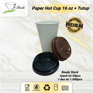 PAPER HOT CUP + LID 16oz |PAPER CUPS Hot Drinks 16 Oz per 50pcs