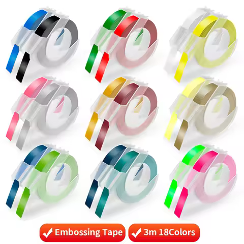 Color 3D Embossing Label Tape 9mm Compatible Dymo Typewriter 12965 1880 1540 1610 Motex E101 E202 La