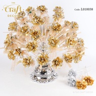 The Craft Decor 50pcs Glitter Gold Silver Flower Bunga Telur | Kahwin | Bunga Pahar *Tempat Telur Included