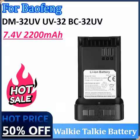 7.4V 2200mAh Walkie Talkie Battery for Baofeng DM-32 Type-C Charge UV-32 Li-ion Battery BC-32UV For 