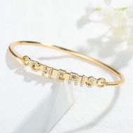 Custom Name Bangle For Women Personalized Zircon Name Bangles  Crystal Name Bracelet Women CZ Stones