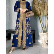 Baju Gamis Batik Songket Palembang Hitam Kombinasi Gold Jumbo Modern