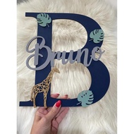 Customized First Letter Name Cartoon Cute Children Wooden English Letter Board Home Art Wall Decorat