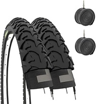 2 Tyres and 2 Inner Tubes Black Rubber Bicycle Wheel Size 16" x 1.75" (44-305)