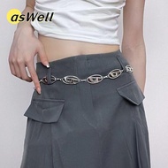 ASWELL Metal Waist Chain, Y2K Spicy Girl Chain Belt, Retro Luxury Design Woman Dress Belt Chain