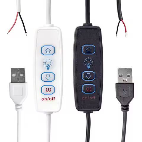 DC 5V LED Dimmer 1.5m USB Cable ON/OFF Online Switch Dimming Controller 2pin Extension Wire for Sing