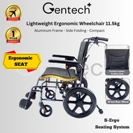 Lightweight Ergonomic Seat 16Inch Foldable Wheelchair Aluminum Armrest Support Patient Wheelchair Ke