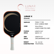 Lunar Pickleball X Control 14mm16MM Papaya Color Toray T-700 Raw Carbon Fiber