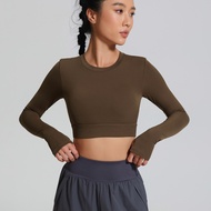 【LASYYOGA】(Fixed Padded) Sports Top Fashion Backless Quick Drying Long Sleeve Yoga Pilates Crop Top