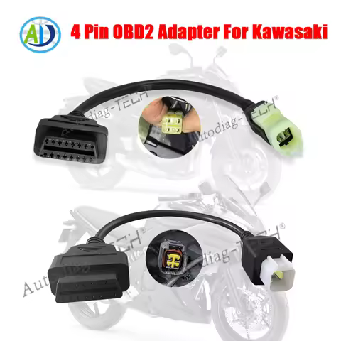 4Pin OBD2 Adapter For Kawasaki Z250 Z650 Z1000 ER6N EX650F Ninja400 ZX6R ZX10R ZX1000 Motorcycle OBD