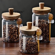 Coffee Bean Storage Tank with Spoon Glass Sealed Tank Household Coffee Bean Storage Tank Bean Storag