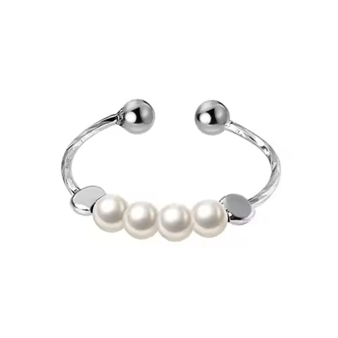 925 Silver Rotate Beads Cocktails Wholesale Fidget Spinner Rings For Women Anti Anxiety Girls Acceso
