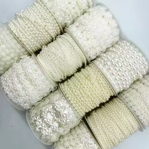 1 Yards 4-17mm Artificial Pearls Flower Beads Chain Garland Flowers Wedding Party Decoration Diy Acc