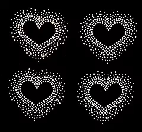 4pc/lot Heart pattern rhinestones motif designs iron on transfer hot fix rhinestone transfer motifs 