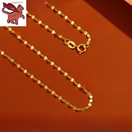 18K Saudi Gold Pawnable lip chain necklace for women AU750 collarbone chain