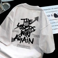 THE LOSSER WIN AGAIN Oversize Tee Cotton 24S BL