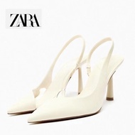 Zara Women's Shoes White Stitching French High-Heeled High-Heeled Sandals