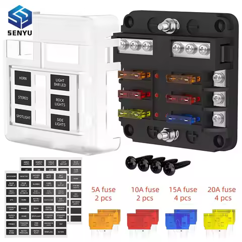 MAX 100A 6 Ways Fuse Box LED Warning Indicator 12V Power Distribution Panel Car Boat Fuse Box Holder