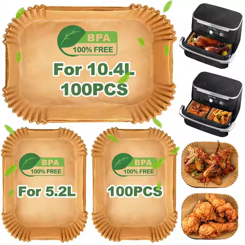 5.2/10.4L Air Fryer Large DualZone Parchment Paper Liners for Ninja AF500EU AF500EUCP Cecotec 9000,