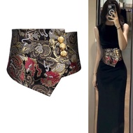 Ladies Girdle Female Girdle 2025 New Style Elastic Wide Belt Female Decorative Dress High-End Black 