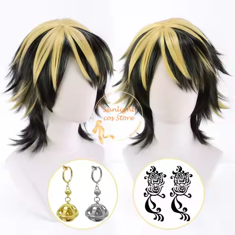 Anime Hanemiya Kazutora Cosplay Wig Black Golden Short Wigs Heat Resistant Synthetic Hair Halloween 